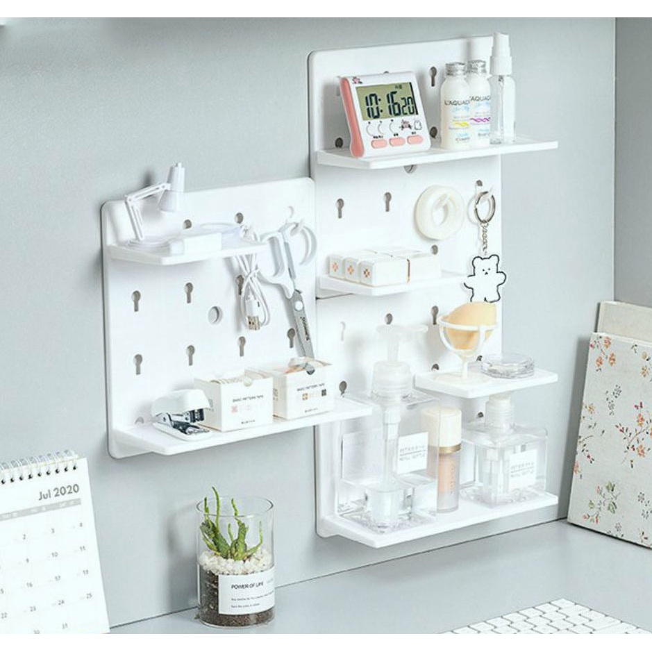 Bảng Pegboard Mini Bảng Treo Lỗ Trang Trí Nhựa Cao cấp tấm nhựa có lỗ để trang trí kệ để trang trí Giá dán tường để đồ