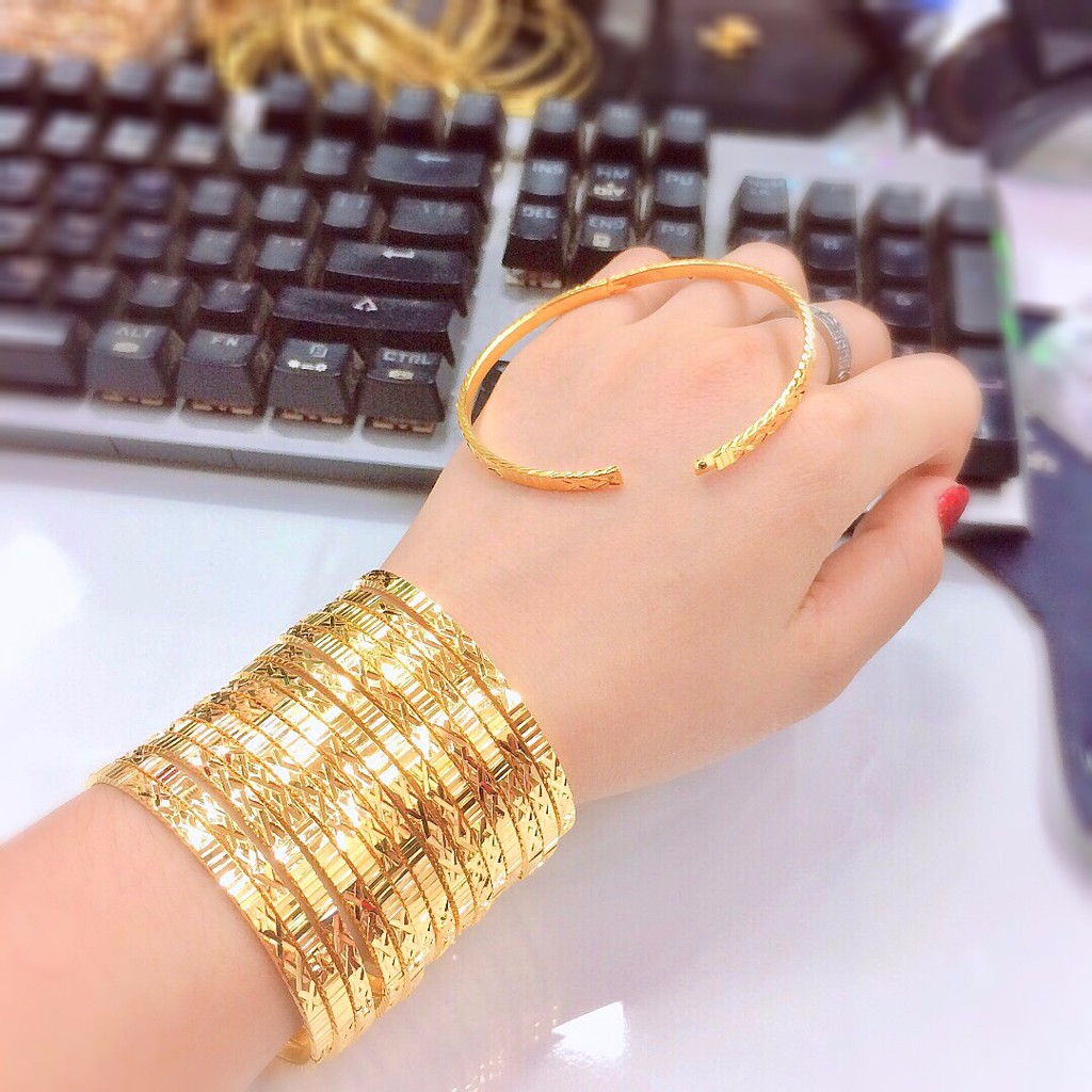 Vòng ximen trúc khóa gài sáng lấp lánh bền màu , vòng tay nữ