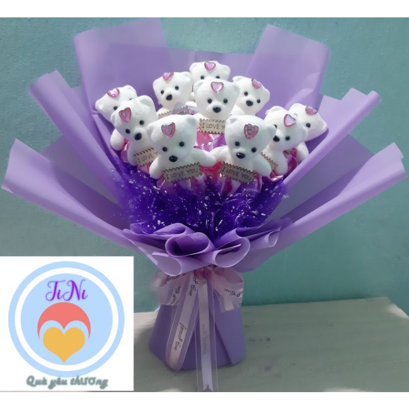 Bó hoa gấu xốp 10 - 11 con