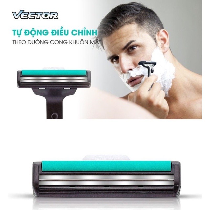 Dao cạo râu lưỡi kép Gillette Vector (Cán dao + Lưỡi dao)