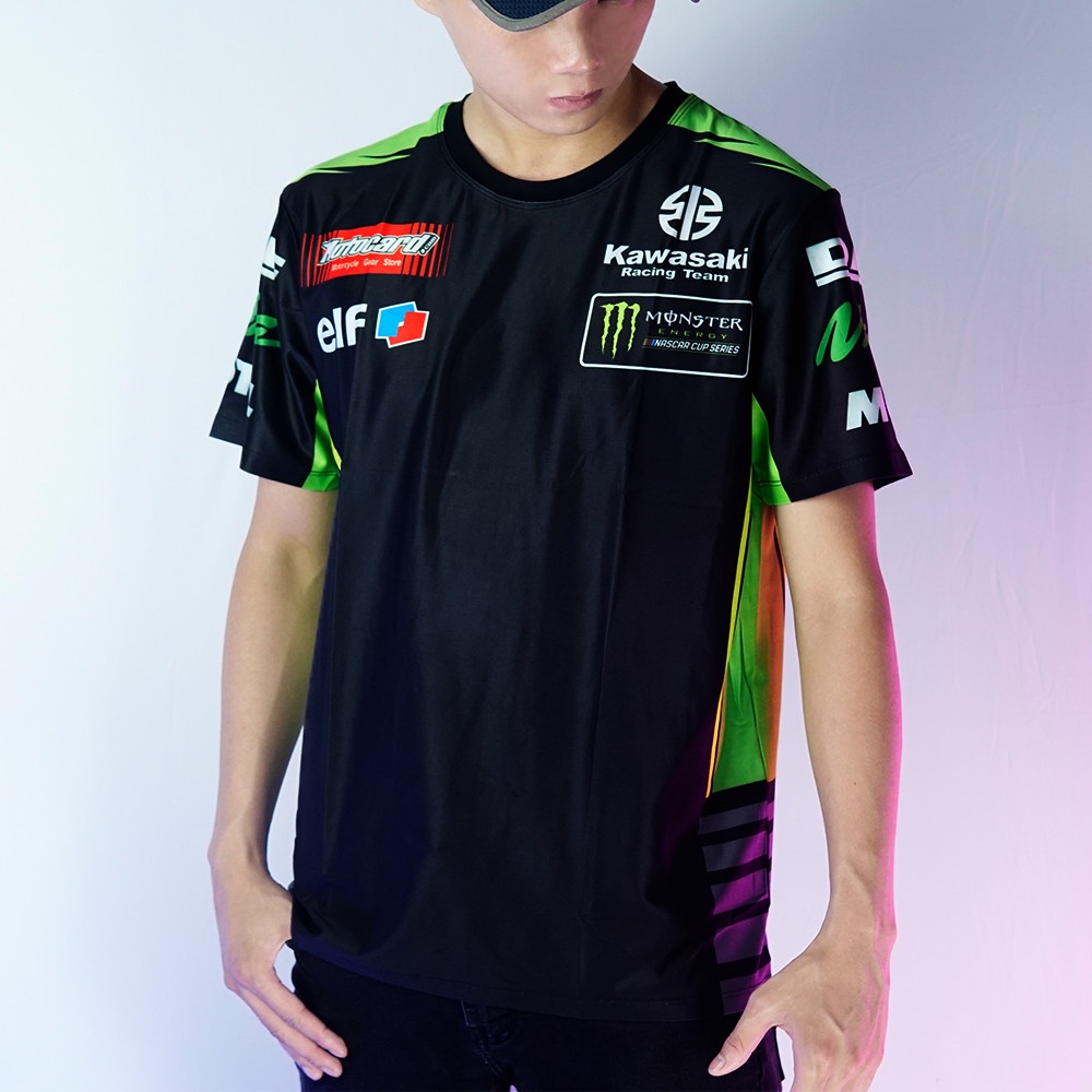 Áo thun nam mẫu mới in nhiệt tem Kawasaki