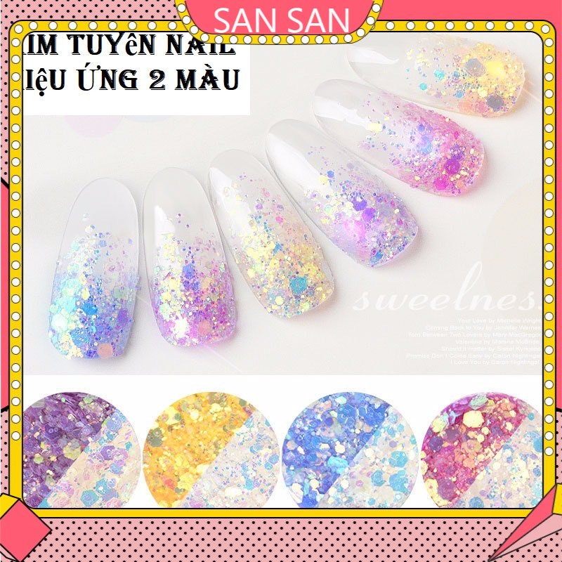 Kim tuyến 2 màu ( hiệu ứng xuất hiện sau khi hơ đèn led ) trang trí móng nail nghệ thuật Nhật Bản