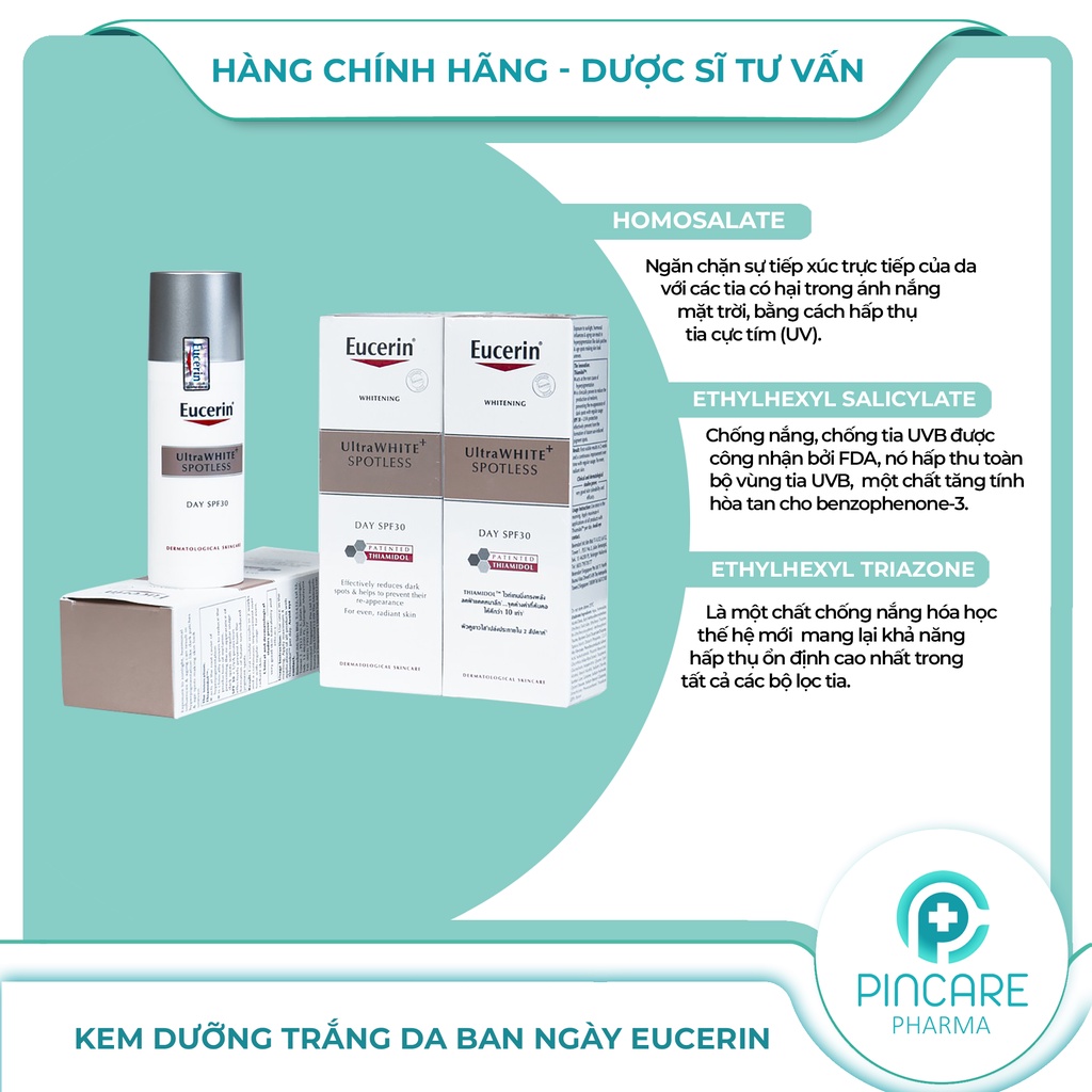 Kem dưỡng da ban ngày Eucerin UltraWHITE+ SPOTLESS SPF30 50ml trắng da giảm thâm nám - Hàng chính hãng-Nhà thuốc PinCare