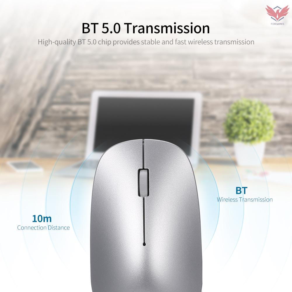 BT 5.0 Wireless Mouse Portable Ultra-thin Mute Mouse Ergonomic Mouse Home Office Mouse for Desktop Computer Laptop Silver