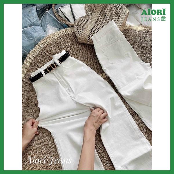 Quần Jeans Nữ [Hàng Cao Cấp] Ống Loe Quần Bò Jeans Ống Bass Màu Trắng Dáng Dài Lưng Cao Mềm Mịn Chất Co Giãn Tốt