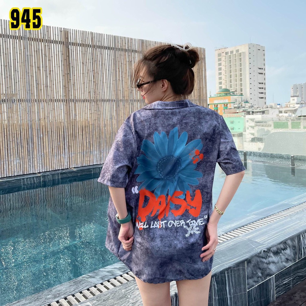 Áo sơ mi nữ loang màu DASY tay ngắn form rộng loang màu họa tiết chất voan lụa mềm mịn thoáng mátCheapShop