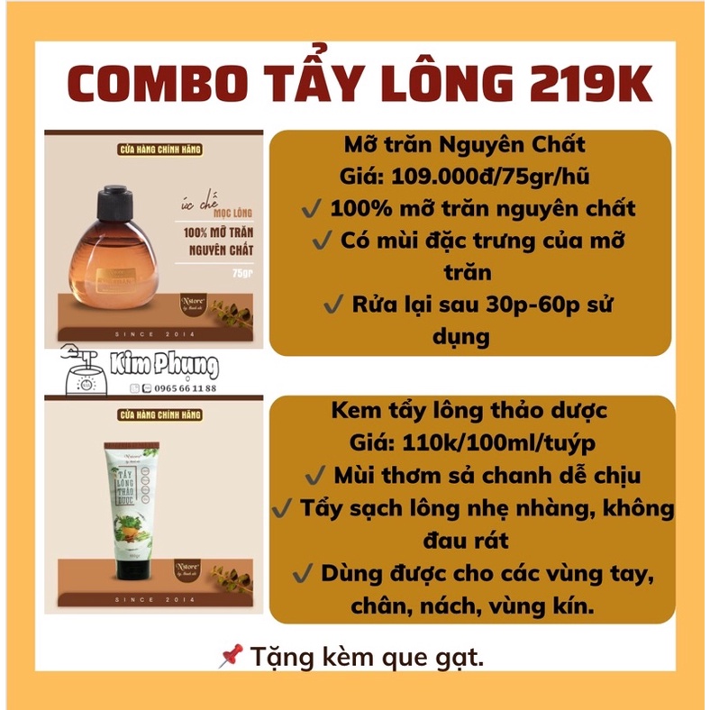 Combo triệt lông  gồm Kem tẩy lông thảo dược &amp; mỡ trăn Nstore, triệt lông tay, lông nách, lông chân, vùng kín