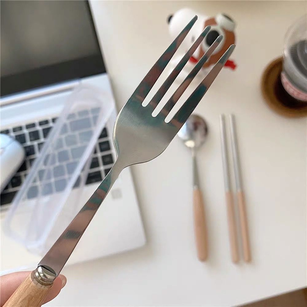 Muỗng, Đũa, Nĩa Cán Gỗ Cơm Trưa Văn Phòng