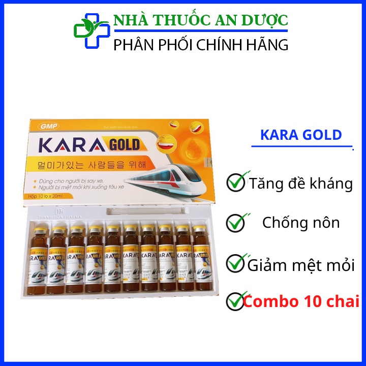 Combo 10 chai Nước chống say tàu xe KARA GOLD thảo dược chai 20ml hàng Việt Nam chất lượng cao