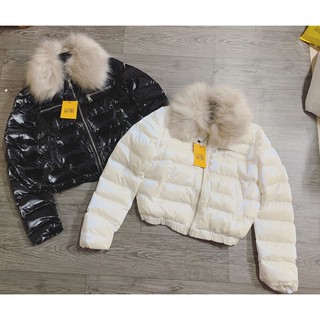 áo phao bóng cổ lông túi khoá kéo