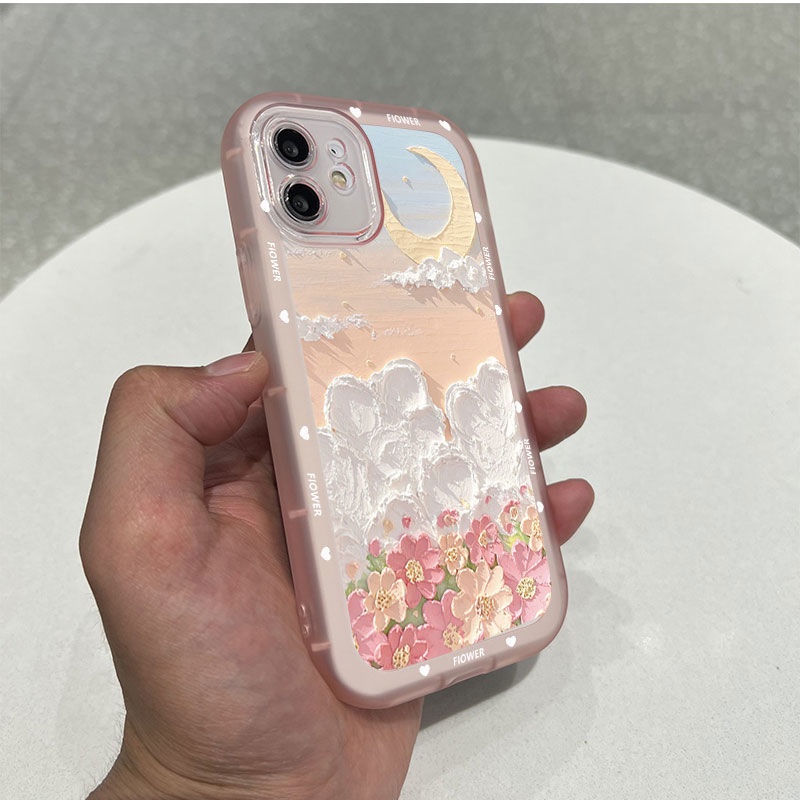 Ốp Điện Thoại Dẻo Dày Dặn Họa Tiết Hoa Xinh Xắn Cho iphone 12 13 11 Pro Max X Xs Max Xr