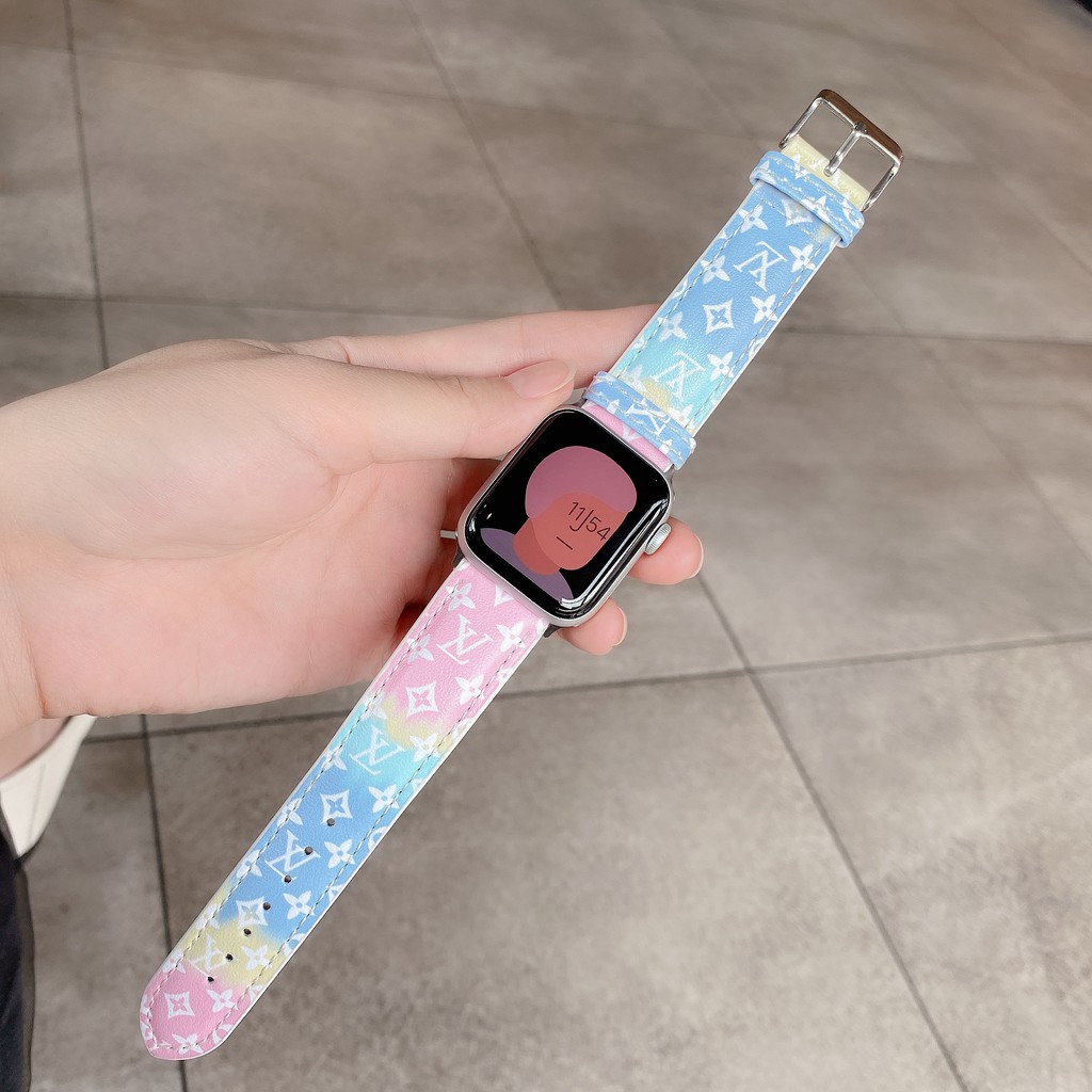Dây Da Họa Tiết Lv Sang Trọng Cho Đồng Hồ Thông Minh Apple Watch Series 6 5 4 3 2 1 Kích Thước 44mm 42mm 38mm 40mm
