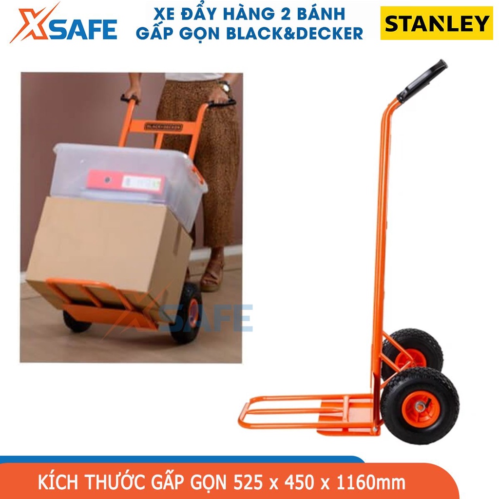 Xe đẩy hàng 2 bánh Black&amp;Decker BXWT-H302 có thể gấp gọn, tải trọng 120/150kg - chính hãng - xsafe