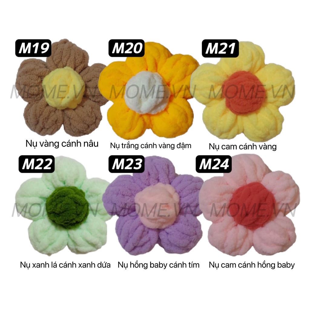Móc Khoá/Pin cài bằng len II Bông hoa ú nụ nhiều màu sắc II Đồ bông giảm Stress II MOME.VN