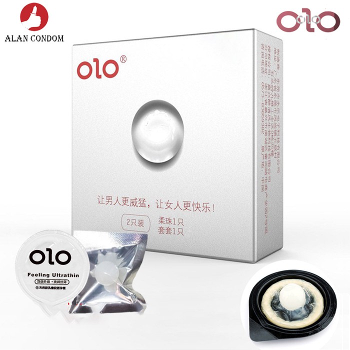 Bao cao su OLO 0,01 siêu mỏng có hạt ngọc trai mềm 1.5cm tăng kích cỡ, Hộp 1 cái 1 bi.