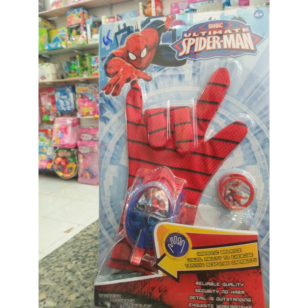 đồ chơi bao tay người nhện bắn đĩa nhạc đèn