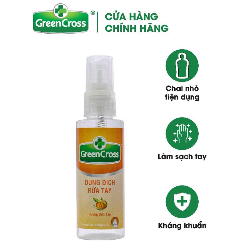 Xịt Rửa Tay Green Cross Hương Dưa Táo (70ml)
