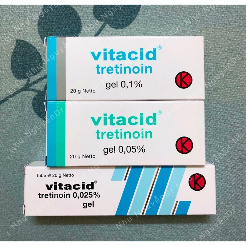 (Gel) Vitacid gel dưỡng trẻ hoá da giảm mụn thâm 0.025 0.05 0.1%