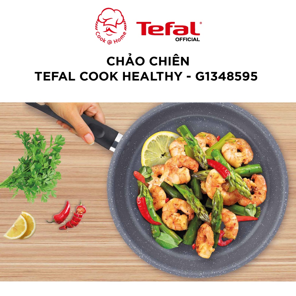 Chảo chống dính vân đá Tefal Cook Healthy dùng cho bếp từ size 24cm/ 28cm - Bảo hành 2 năm