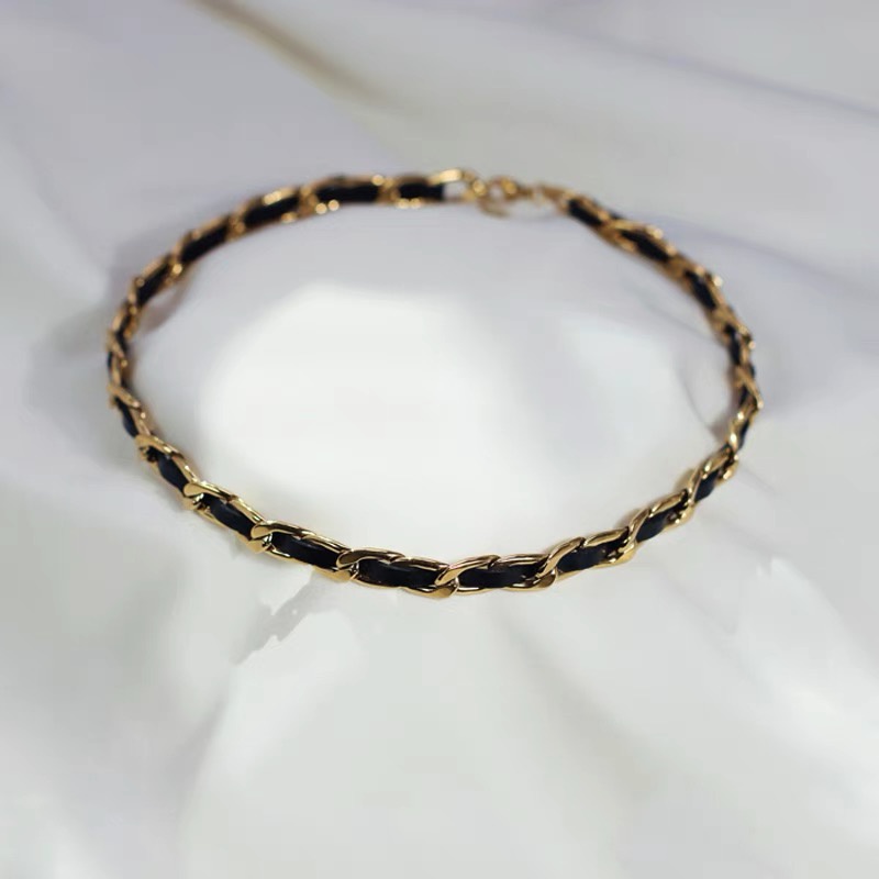 Vòng Cổ Choker Dây Da Đen Thiết Kế Tối Giản Thời Trang Cho Nữ