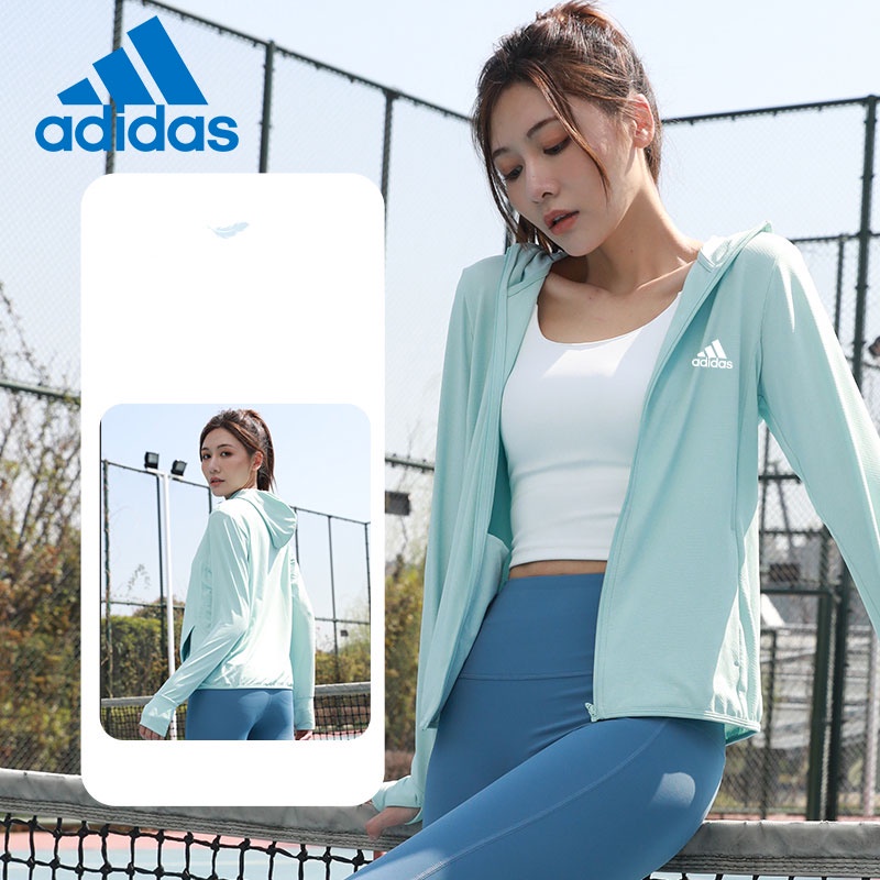 Áo Khoác Chống Nắng Vải Lụa Lạnh Mỏng Dáng Rộng Thoáng Khí Có Mũ Trùm Hiệu adidas Cho Nữ Cỡ m-3xl