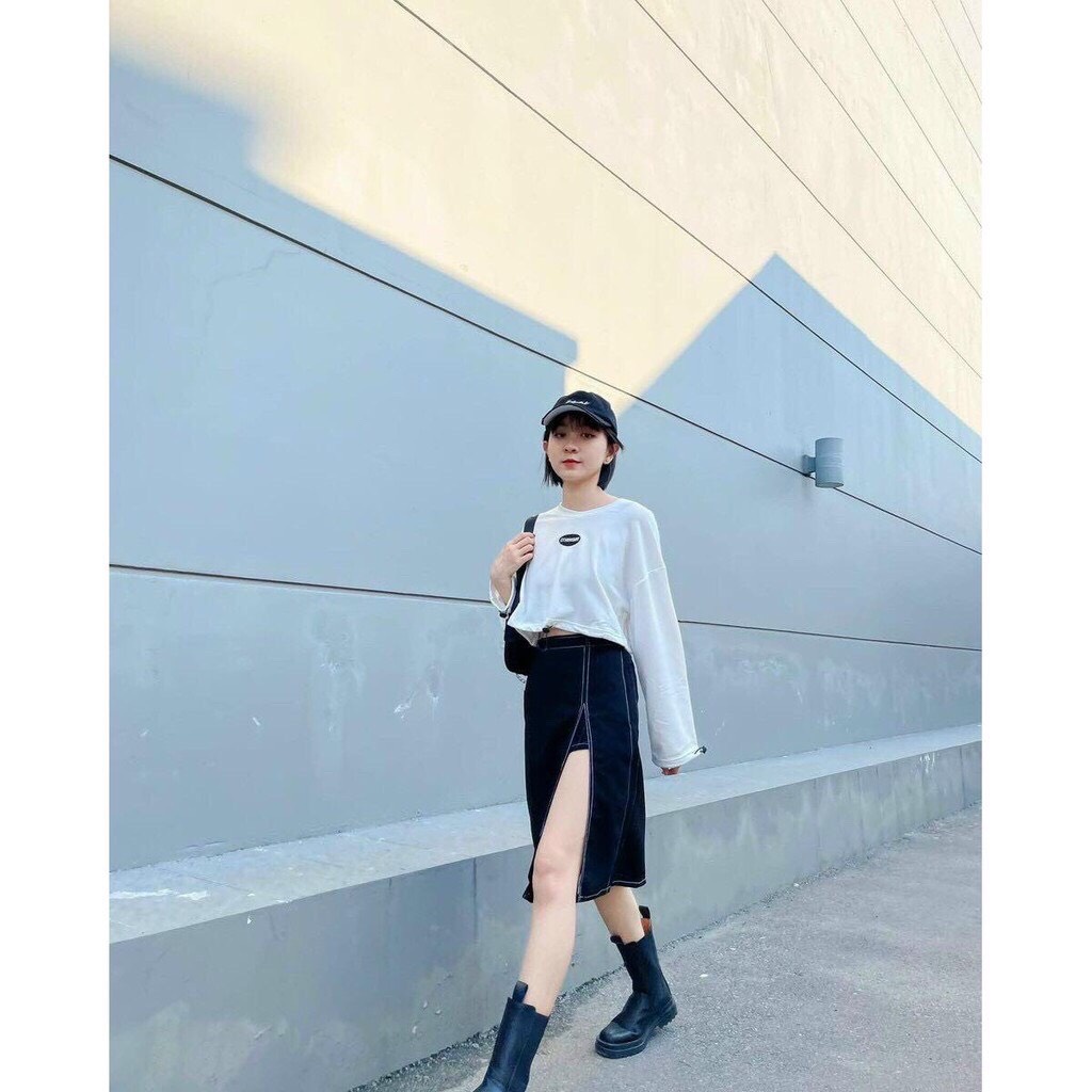 Chân váy hyon skirt dáng dài - chân váy xẻ suông lưng thun co dãn Nano Ulzzang | BigBuy360 - bigbuy360.vn