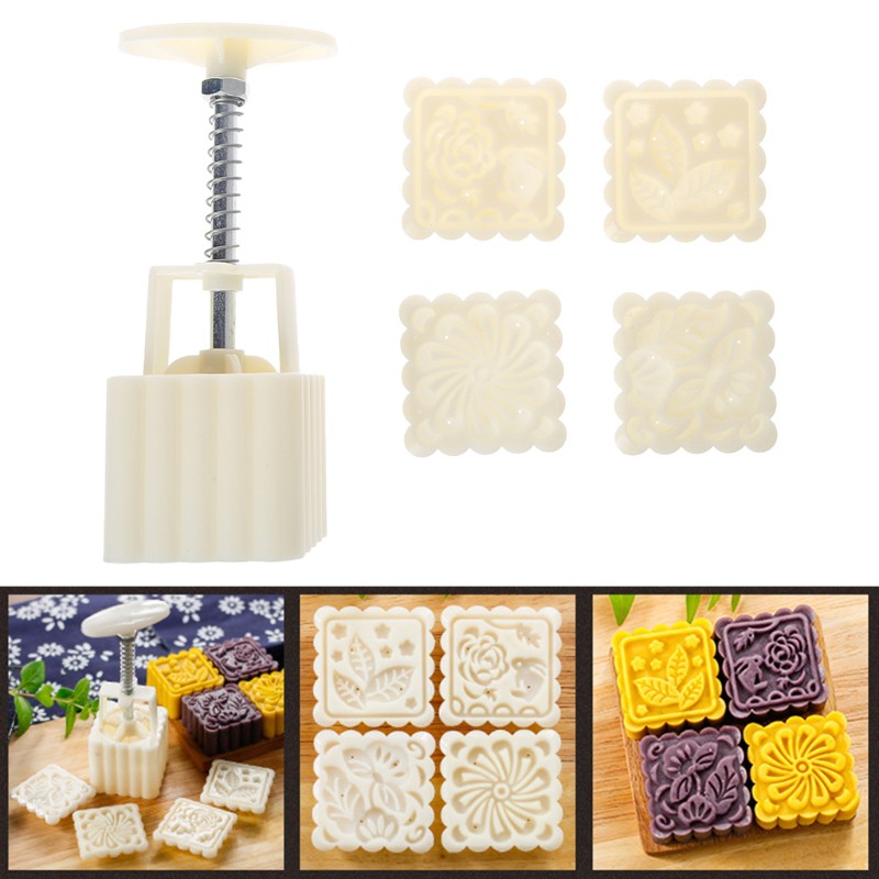 Set 4 Khuôn Làm Bánh Trung Thu 75g Diy