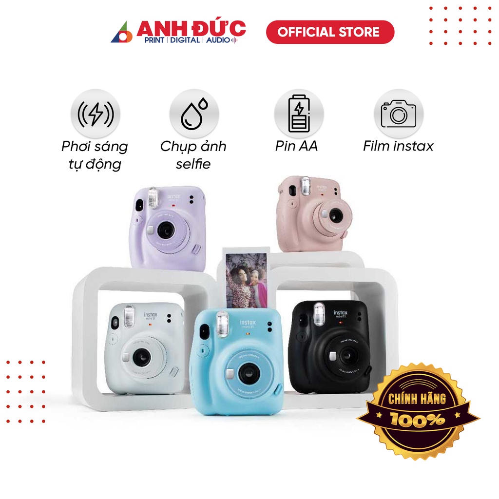 Máy chụp ảnh lấy liền Fujifilm Instax Mini 11, bảo hành 12 tháng chính hãng Fujifilm, tặng 10 phim