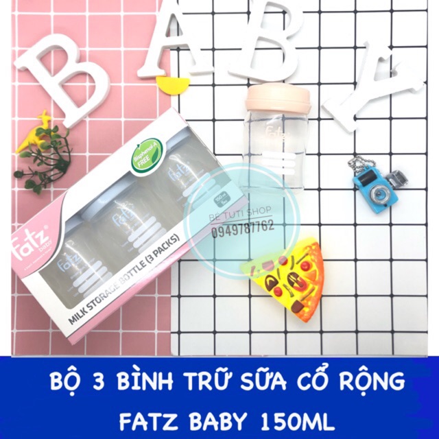 Bộ 3 bình trữ sữa Fatz cổ rộng 150ml Thái Lan FB0120