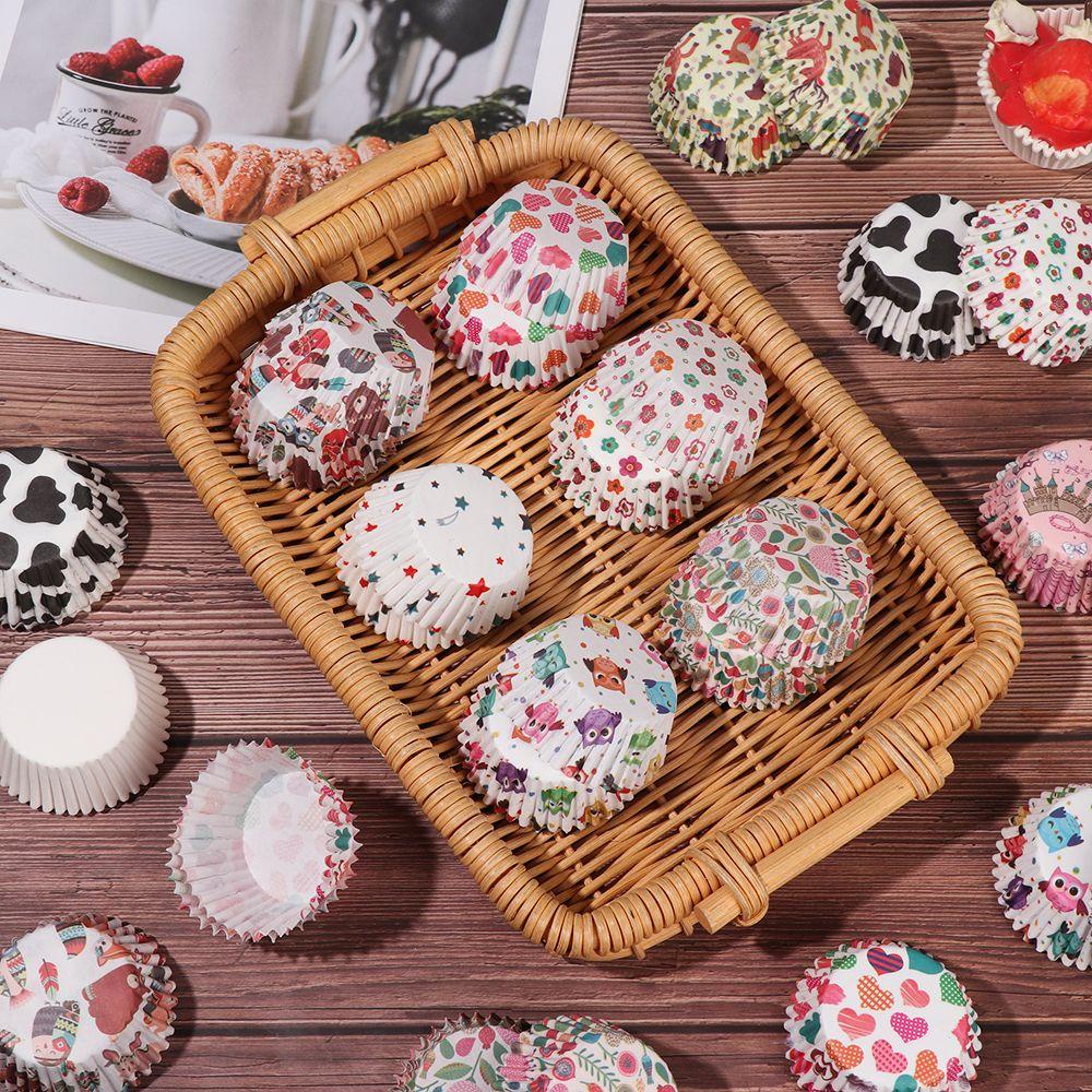 LEISURE Set 100 Cốc Giấy Làm Bánh Cupcake Xinh Xắn Tiện Dụng