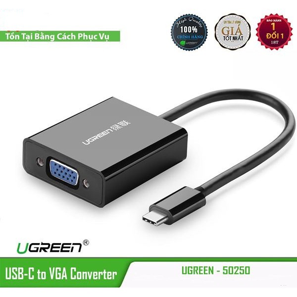 [Mã 252ELSALE hoàn 7% đơn 300K] Bộ Chuyển USB Type-C Ra VGA Cao Cấp UGREEN 50250