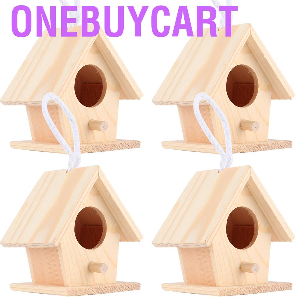 Set 4 Tổ Chim Gỗ Trang Trí Sân Vườn