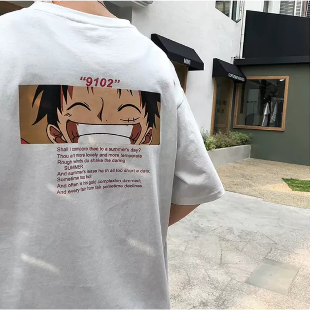 Áo Thun Tay Lỡ LUFFY 9102 Unisex (Đen/Trắng)/FREESHIP/Nam nữ unisex