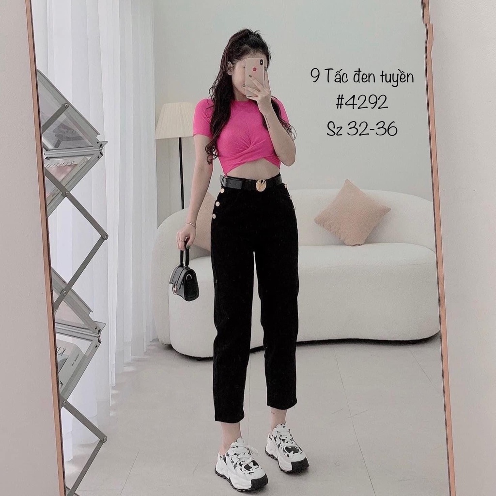 [60-90kg] Quần jean nữ BIGSIZE dài 9 tấc đính cườm túi dành cho người béo 4292 MLJ