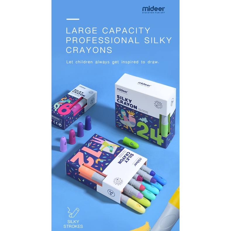 Bút sáp lụa màu Mideer Silky Crayon 3/6/12 màu