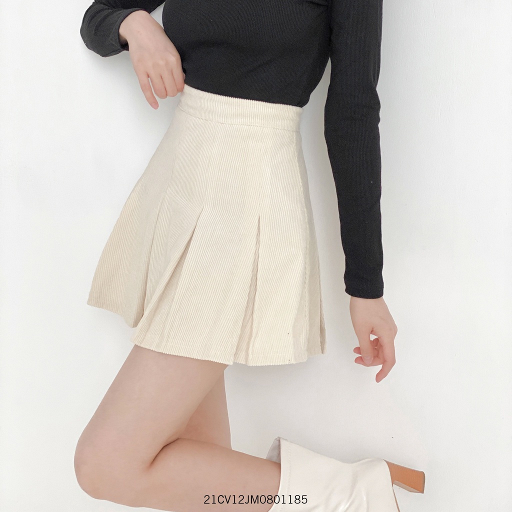 Chân váy ngắn nhung tăm xếp li ulzzang cạp cao thời trang Hàn Quốc thu đông VM STYLE 21CV12JM0801 | BigBuy360 - bigbuy360.vn