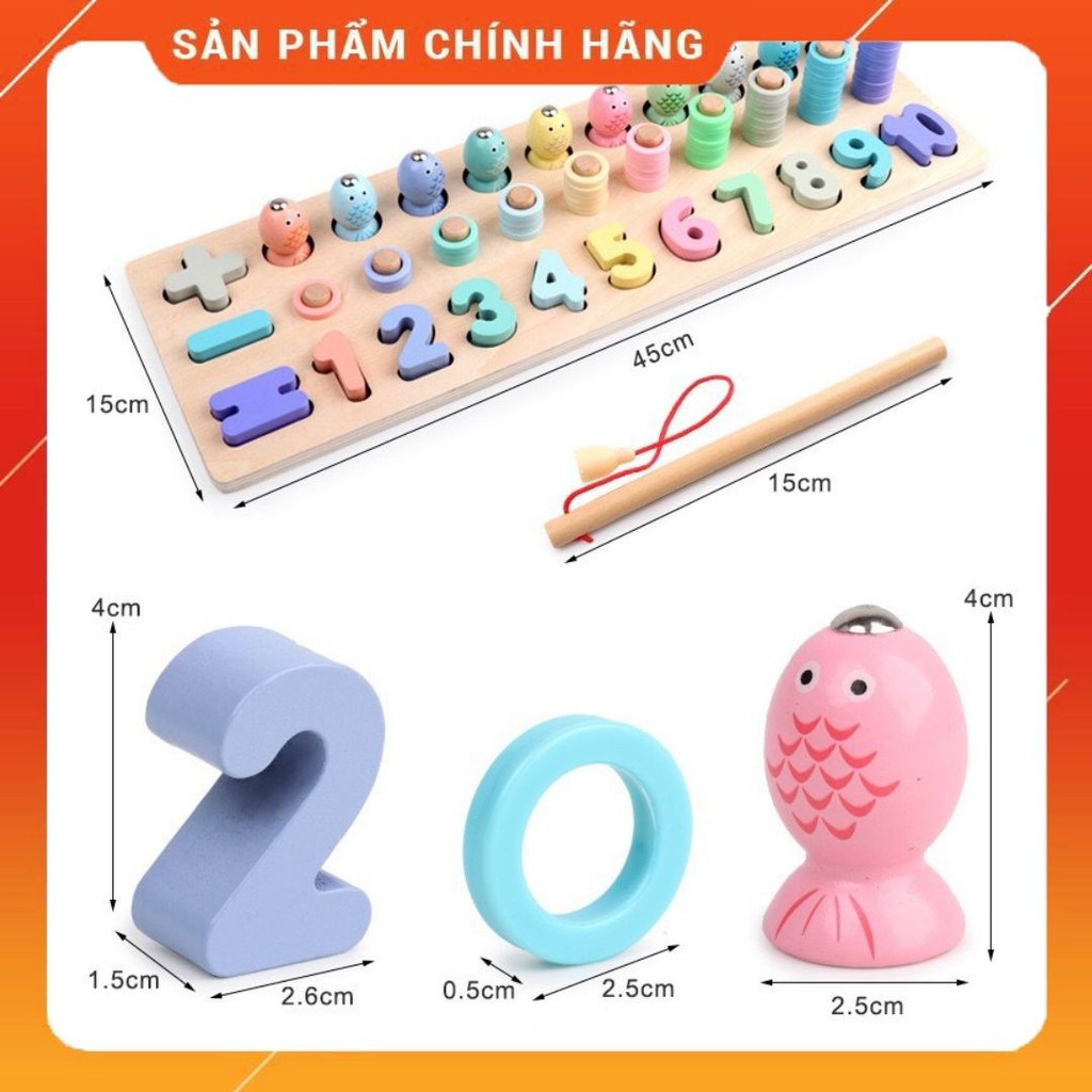 Bộ Bảng Số Thông Minh TOCHANG Chính Hãng, Bộ Đồ Chơi Câu Cá Và Ghép Số Học Bằng Gỗ Mẫu Mới 2021 Cho Bé Từ 3 Đến 6 Tuổi