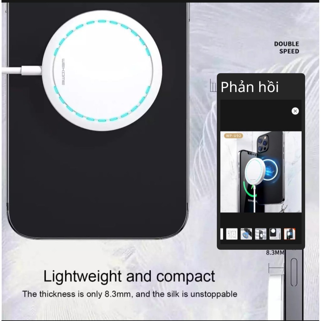 Dock đốc Đế Sạc Nam Châm Không Dây 15w WE.KOME Cho iph SS ( 8 X XS 11 12 13 pro max