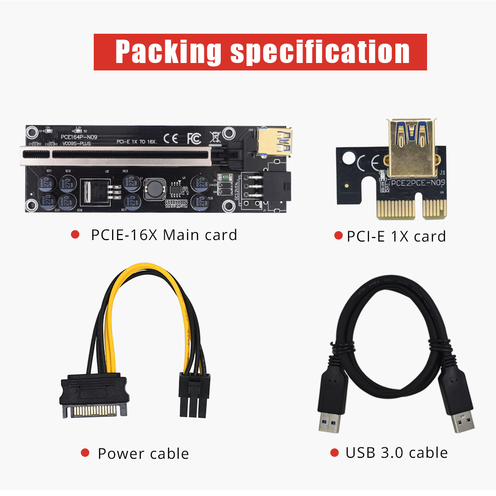 Card Đồ Họa Ver009S Plus Pci-E 009s Pcie X1 Sang X16 6pin Power 60cm Usb 3.0 | BigBuy360 - bigbuy360.vn