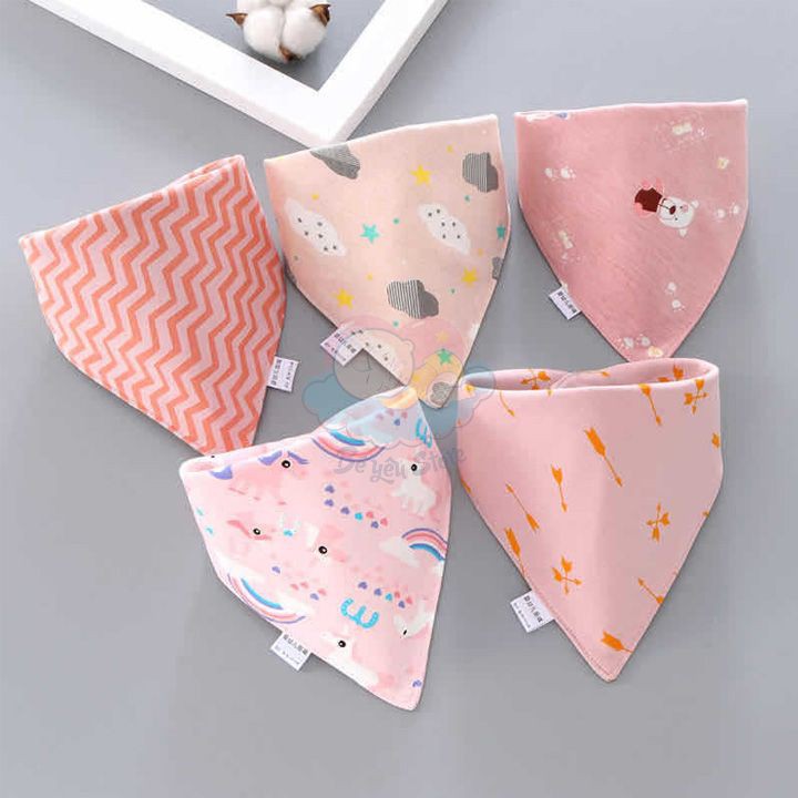 (Tuyển sỉ, ctv) Set 5 yếm tam giác được làm từ cotton, có cúc bấm rất tiện lợi