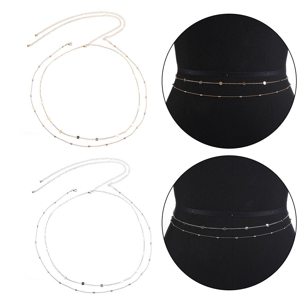 Vòng đeo bụng eo bikini hai lớp đính hạt kim sa tỏa sáng theo xu hướng thời trang mới làm quà tặng dành cho nữ