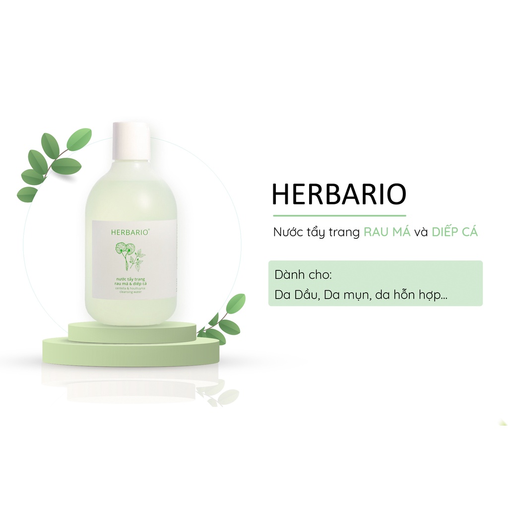 Combo nước tẩy trang rau má và diếp cá herbario 300ml + xịt khoáng rau má và diếp cá herbario 100ml