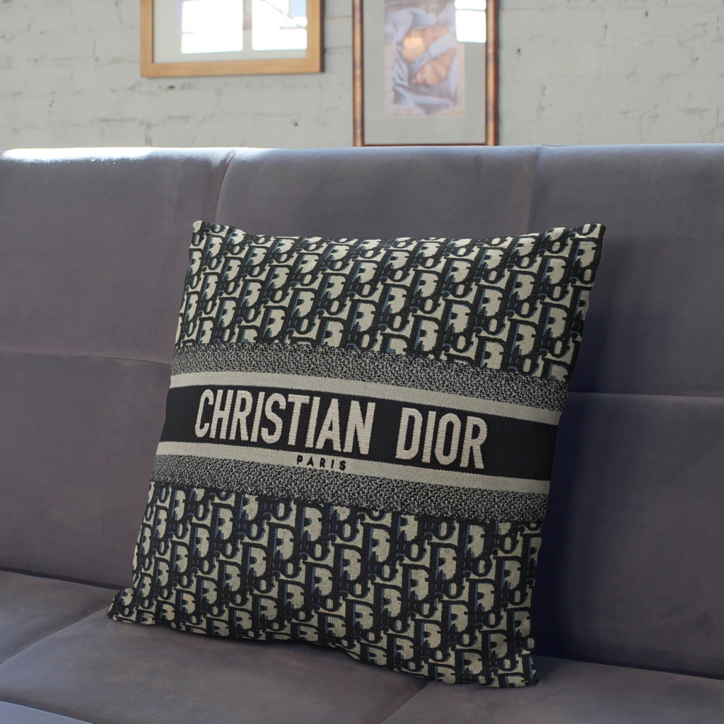 Dior Ném Gối Vải In Hình Vòng Tròn Sofa Đệm Phòng Khách Gối Tựa Lưng Ôm