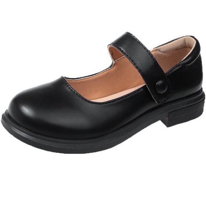 GIÀY NỮ ULZZANG mary jane khuy tròn 2 màu đen trắng hàng da đẹp loại 1