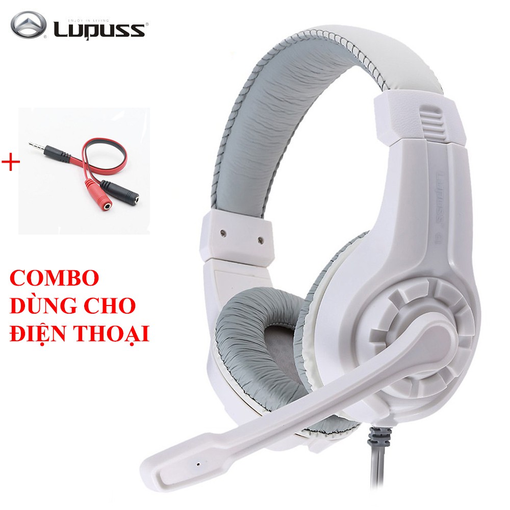 Combo Tai Nghe Dùng Cho Điện Thoại, Tai Nghe Lupuss G1 Có Mic Và Cáp Chuyển Đổi Chơi Game, Học Tiếng Anh Thuận Tiện (Đỏ)