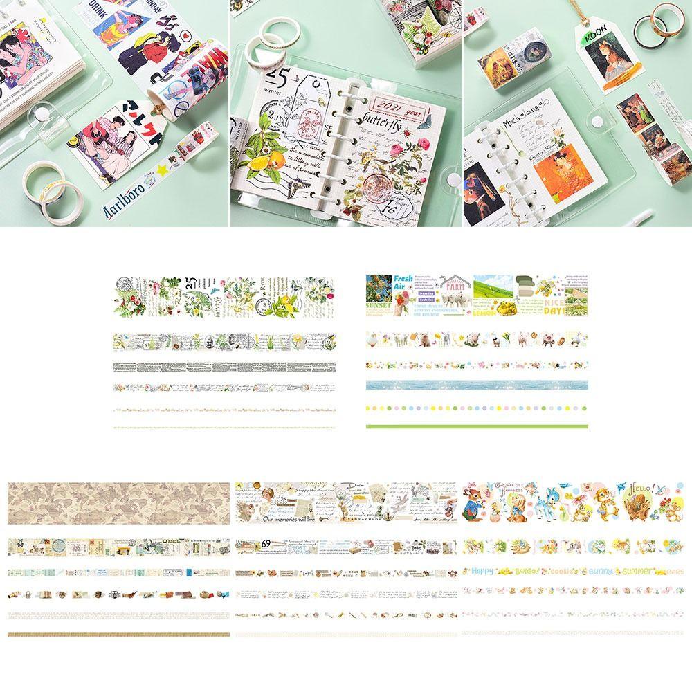 Set 6 Cuộn Băng Dính Washi 5 Phong Cách Cổ Điển