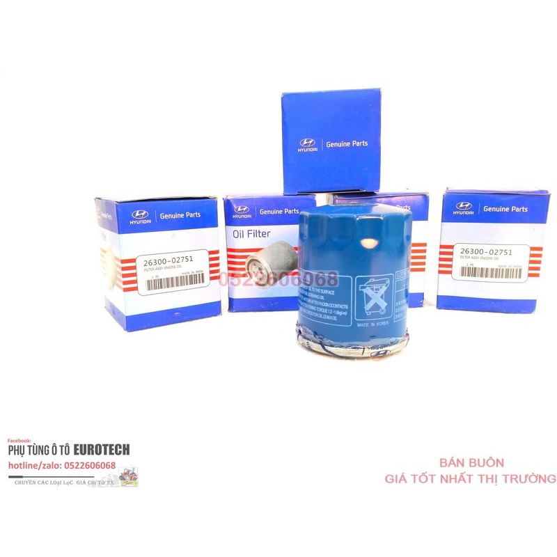 🤟 lọc nhớt 🍁 i10 / Accent / Getz / EON / Kia Morning / Rio , Soluto - mã 26300-2751