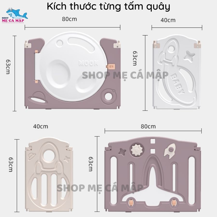 Quây cũi nhựa gấp gọn cho bé PAKEY TênLửa KÈM cầu trượt xích đu cho bé 3 màu mẫu mới nhất