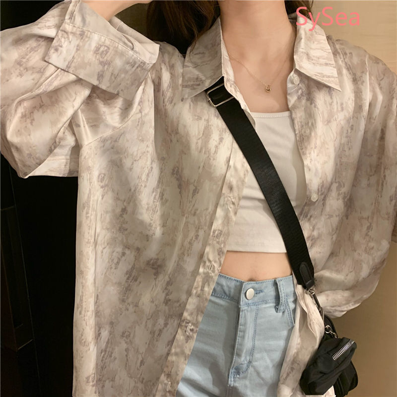 Áo Sơ Mi Chống Nắng Tay Dài Dáng Rộng In Họa Tiết Thời Trang Mùa Hè Cho Nữ