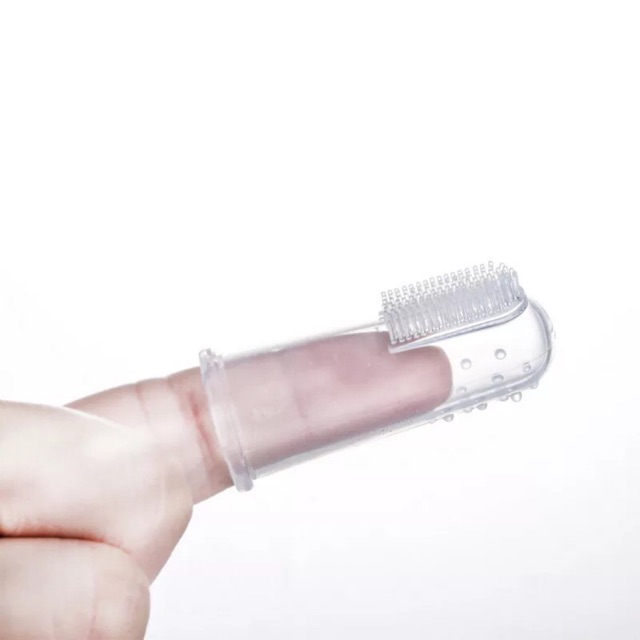 Tưa lưỡi cho bé, bàn chải đánh răng xỏ ngón silicon, có hộp đựng giữ vệ sinh